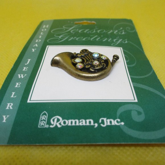 2002 Roman Inc Christmas AB French Horn Brooch Roman Inc Seasons Greetings Pin - Picture 11 of 12